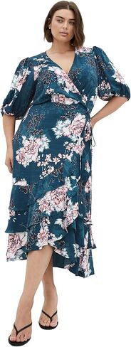 City Chic Women's Plus Size Dress - Bea Floral Wrap Midi in Saudi Arabia