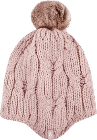 Heat Holders Women's Nikki Cosy Ears Hat w/Pom Pom Dusty Pink/Women's One Size in Saudi Arabia
