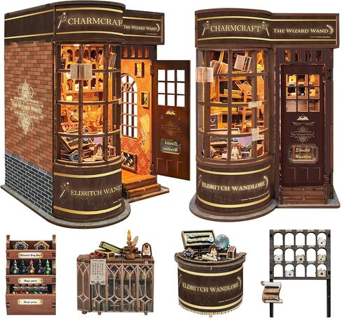 Magic Book Nook - DIY Book Nook Kit for Adults Miniature Dollhouse Kit Model Kit Bookend Bookshelf Insert Decor with LED Light for Teens Adults (SQ -16 Magic Night Alley) in Kuwait