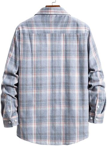 NUOREEL Men's Regular Fit Long Sleeve Plaid Flannel Shirt, Button Down Shirts Casual Shirts in Saudi Arabia