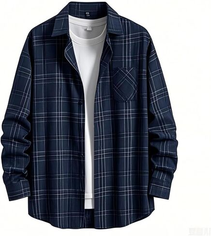NUOREEL Men's Regular Fit Long Sleeve Plaid Flannel Shirt, Button Down Shirts Casual Shirts in Saudi Arabia