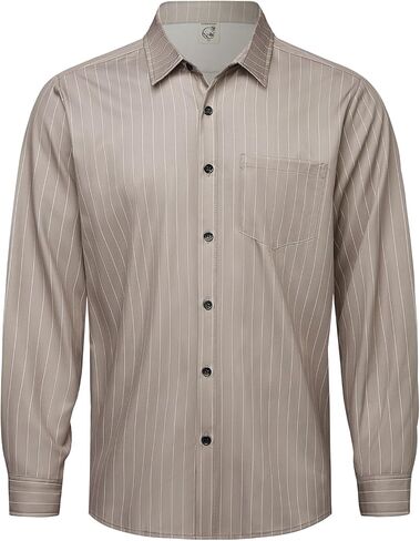 Hardaddy Men's Casual Striped Shirts Button Down Long Sleeve Blouse for Men Fall Winter in Saudi Arabia