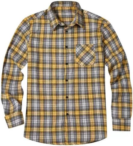 NUOREEL Men's Regular Fit Long Sleeve Plaid Flannel Shirt, Button Down Shirts Casual Shirts in Saudi Arabia
