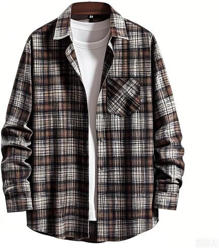 NUOREEL Men's Regular Fit Long Sleeve Plaid Flannel Shirt, Button Down Shirts Casual Shirts in Saudi Arabia