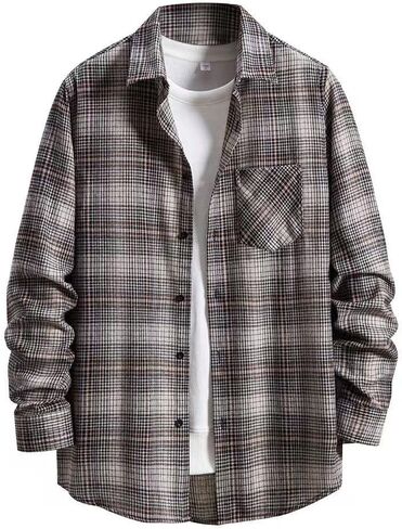 NUOREEL Men's Regular Fit Long Sleeve Plaid Flannel Shirt, Button Down Shirts Casual Shirts in Saudi Arabia