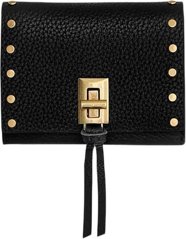 Rebecca Minkoff Darren Metro Wallet, Women's Leather Bifold Mini Credit Card Holder, Black in Saudi Arabia