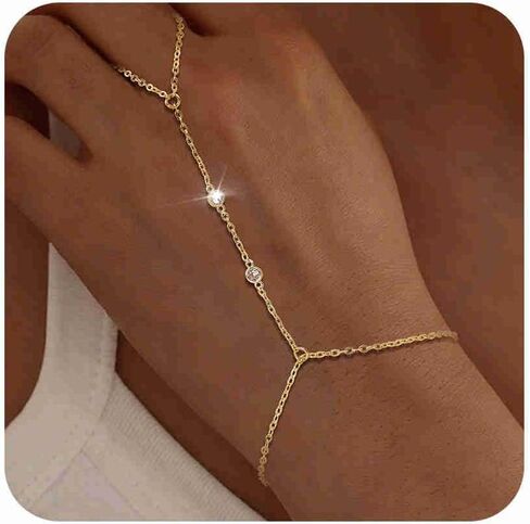 14K مطلية بالذهب سلاسل اليد أساور للنساء العصرية المكدس تشيكوسلوفاكيا مطرز سلسلة الاصبع لذيذ قابل للتعديل خواتم الاصبع أساور سحر ربط سلسلة الشاطئ الصيف أزياء اليد المجوهرات in Saudi Arabia