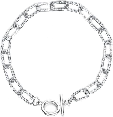 Italian 5.2mm Paperclip Link Chain Bracelet 925 Sterling Silver Paperclip Adjustable Bracelet with Toggle 6.5/7/7.5/8 Inch for Women in Saudi Arabia