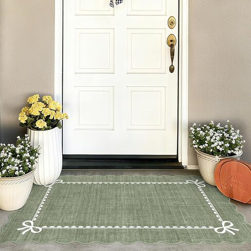 Brown Porch Doormat Entryway rug-3x5, Farmhouse Waterproof Outdoor Rugs for Entrance Kitchen Balcony, Outside Non-Slip Low Pile Washable Door Mat, Stain & Oil Resistant Throw Rug in Kuwait