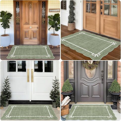 Brown Porch Doormat Entryway rug-3x5, Farmhouse Waterproof Outdoor Rugs for Entrance Kitchen Balcony, Outside Non-Slip Low Pile Washable Door Mat, Stain & Oil Resistant Throw Rug in Kuwait