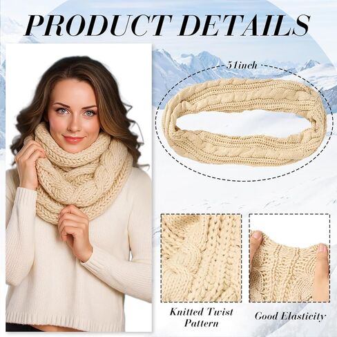 9 Pcs Women Hat Scarf Gloves Winter Set, Warm Knitted Beanie Hat Circle Neck Scarves and Touchscreen Gloves Warmer Winter Set Gifts for Women in Saudi Arabia