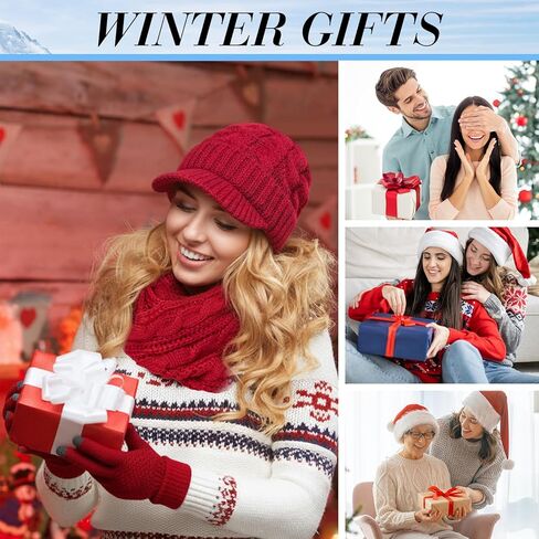 9 Pcs Women Hat Scarf Gloves Winter Set, Warm Knitted Beanie Hat Circle Neck Scarves and Touchscreen Gloves Warmer Winter Set Gifts for Women in Saudi Arabia