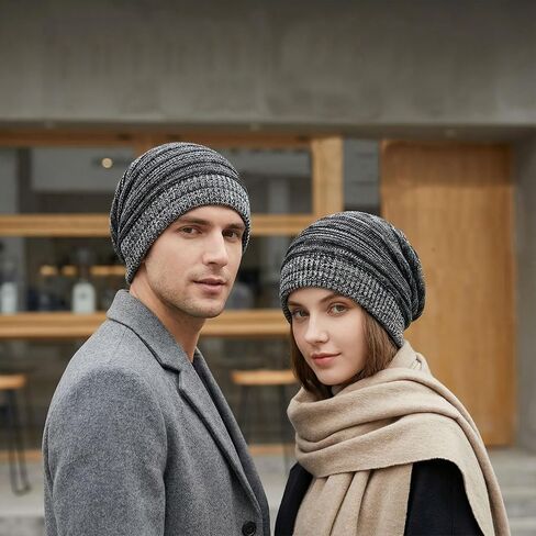 6LK Slouchy Beanie Hat for Men Women Long and Oversized Stretch Knit Skull Cap for Winter in Saudi Arabia