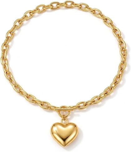 مجوهرات بقلادة على شكل قلب مطلية بالذهب عيار 18 قيراط للنساء، إكسسوار أنيق، هدية عيد ميلاد لها in Kuwait