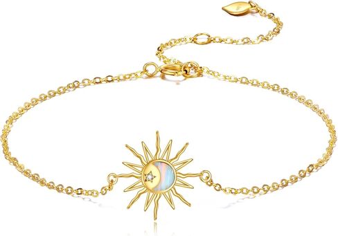 KECHO 14k Real Gold Sun Bracelet for Women Opal Moon Jewelry Birthday Gifts for Women in Saudi Arabia