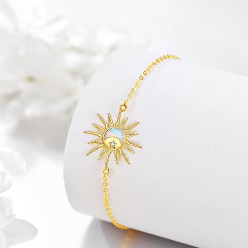 KECHO 14k Real Gold Sun Bracelet for Women Opal Moon Jewelry Birthday Gifts for Women in Saudi Arabia