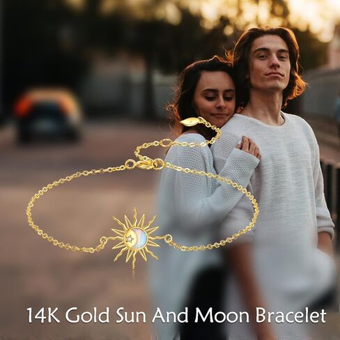 KECHO 14k Real Gold Sun Bracelet for Women Opal Moon Jewelry Birthday Gifts for Women in Saudi Arabia
