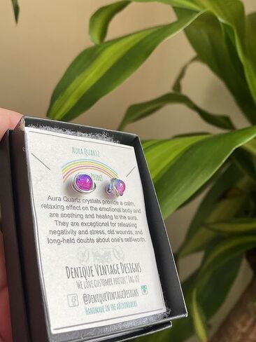 أقراط باللون الأزرق الوردي Crackle Aura Quartz Bisexual Pride Flag 6 مم من الحديد الأسود والتيتانيوم والفولاذ والفضة الاسترلينية والذهب الوردي عيار 14 قيراط أو سلك الذهب عيار 14 قيراط (مصنوع يدويًا)، مجوهرات جوهرة الميلاد، in Kuwait