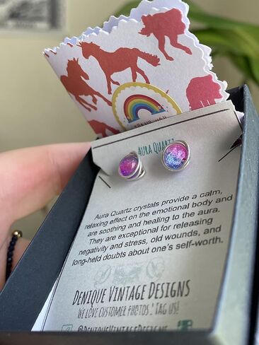 أقراط باللون الأزرق الوردي Crackle Aura Quartz Bisexual Pride Flag 6 مم من الحديد الأسود والتيتانيوم والفولاذ والفضة الاسترلينية والذهب الوردي عيار 14 قيراط أو سلك الذهب عيار 14 قيراط (مصنوع يدويًا)، مجوهرات جوهرة الميلاد، in Kuwait