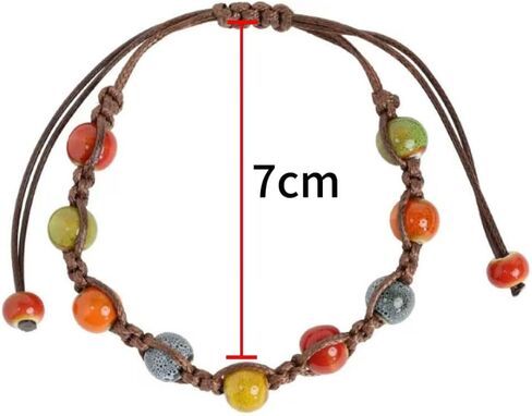 1PC Porcelain Bead Bracelet Adjustable Ancient Style Ceramic Beads for Couples Friends Casual Ethnic Daily Wear, Black in Saudi Arabia