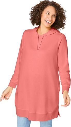 Woman Within Plus Size Longer-Length Hoodie Sweatshirt. in Saudi Arabia