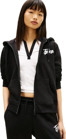 Tommy Jeans womens Medium Weight Zip Up Hoodie With Printed Logo and Drawstring in Saudi Arabia