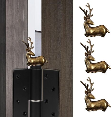 3PCS Brass Deer Magnetic Hinge Head Toppers, Animal Home Decoration Cute Magnetic Hinge Heads Figurines in Saudi Arabia
