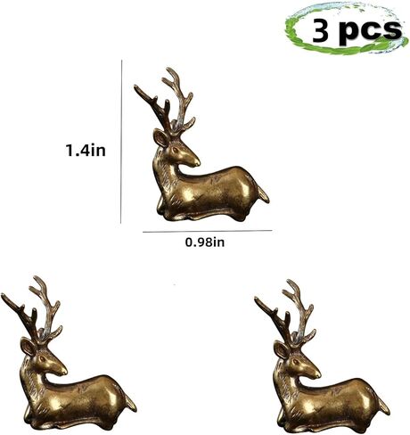 3PCS Brass Deer Magnetic Hinge Head Toppers, Animal Home Decoration Cute Magnetic Hinge Heads Figurines in Saudi Arabia