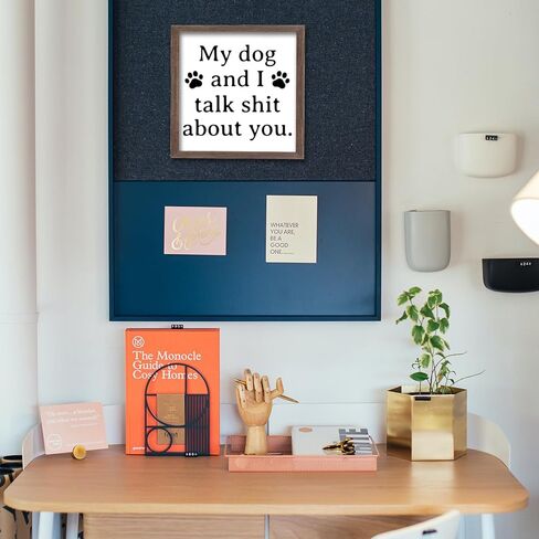 FINGERINSPIRE My Dogs and I Talk Shit About You Wood Sign with Acrylic Layer 7x7 Inch Rustic Farmhouse Funny Living Room Wall Decor Sign Vintage Pet Hanging Sign for Home Kitchen Bedroom Decor in Saudi Arabia