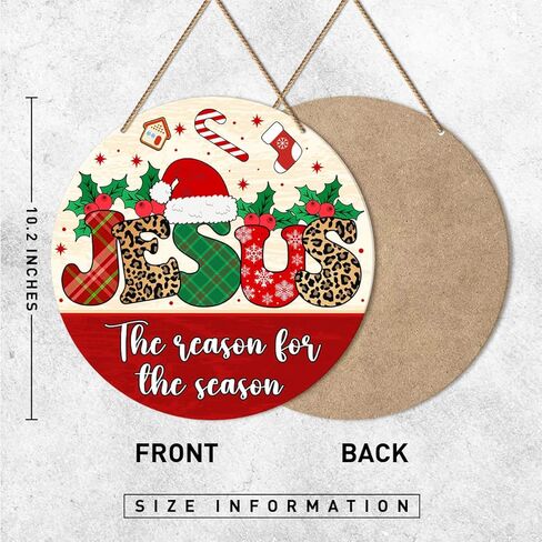 ZODGMED Christmas Wall Hanging Sign, Christian Christmas Decor for Home Front Door Porch Living Room Holiday Hanging Sign Xmas Farmhouse Wall Decorations, Jesus The Season for The Season in Saudi Arabia