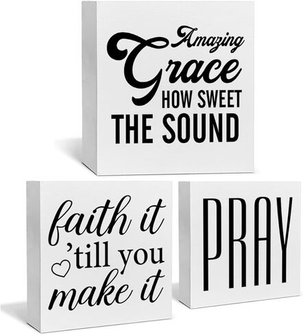 Christian Religious Decor for Home Farmhouse Faith Pray Tiered Tray Decor 3 Pcs Decorative Wood Box Signs Table Desk Shelf Living Room Decoration in Saudi Arabia