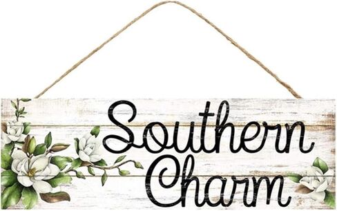 Craig Bachman - 15" Wood Sign: Southern Charm - Wood Cotton Magnolia Southern Sign in Saudi Arabia