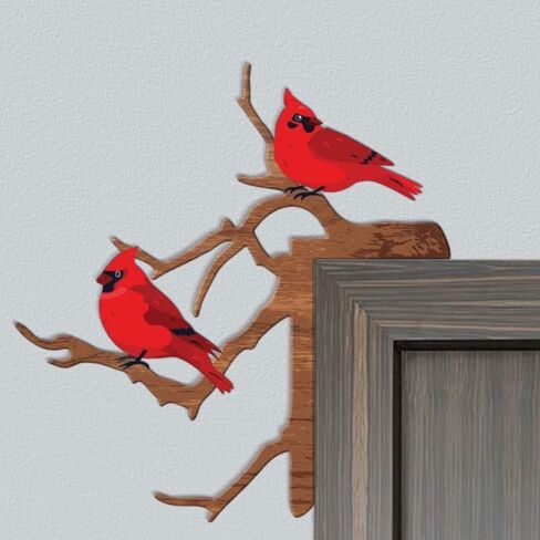 Handcrafted Christmas Cardinal Wooden Door Topper Corner Sign – Nature-Themed Holiday Wall Décor, Frame Sitter for Windows, Walls, Or Mantels – Memorial Gift for Family, Couples, and Nature Lovers in Saudi Arabia