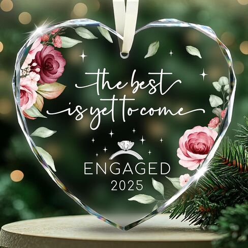 Engagement Gifts for Couples - The Best is Yet to Come Engaged 2025 Glass Ornament – Just Engaged Present Ideas for Newly Women, Bride to Be, Fiance, Friend, Daughter in Saudi Arabia
