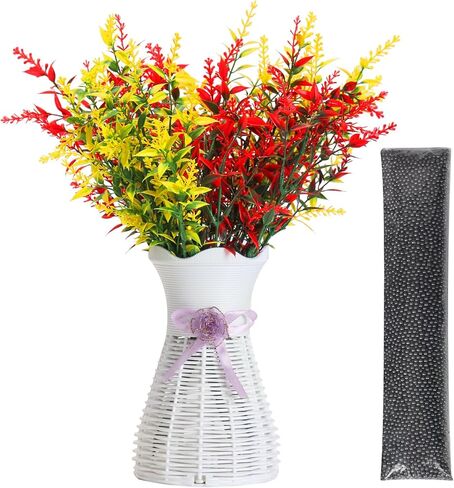 Artificial Lavender Vase Set-Plastic Branches, Plastic Hollow Vase, Nano Mineral Odor Absorber and Lavender Scented Pellets for Indoor Air Refresh Incense, 2 Purple&2 White in Saudi Arabia