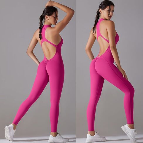 Women's Zip-Front Yoga Jumpsuit Sleeveless, Gym Romper Crisscross Back |Stretch Athletic Wear for Fitness & Hot Yoga in Saudi Arabia