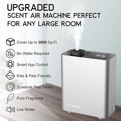 HVAC Scent Diffuser Machine for Whole House - Scent Diffuser for Hotel, Scent Air Machine for Home Cover Up to 3000 Sq. Ft - Cold Air Diffuser | Waterless Aromatherapy Diffuser for Large Room - Silver in Saudi Arabia