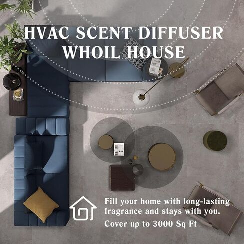 HVAC Scent Diffuser Machine for Whole House - Scent Diffuser for Hotel, Scent Air Machine for Home Cover Up to 3000 Sq. Ft - Cold Air Diffuser | Waterless Aromatherapy Diffuser for Large Room - Silver in Saudi Arabia