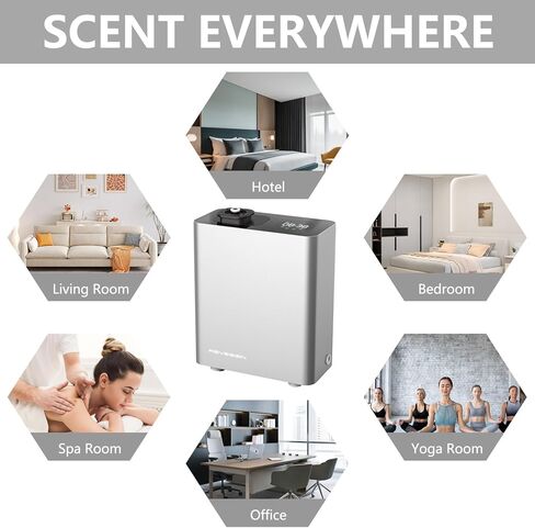 HVAC Scent Diffuser Machine for Whole House - Scent Diffuser for Hotel, Scent Air Machine for Home Cover Up to 3000 Sq. Ft - Cold Air Diffuser | Waterless Aromatherapy Diffuser for Large Room - Silver in Saudi Arabia