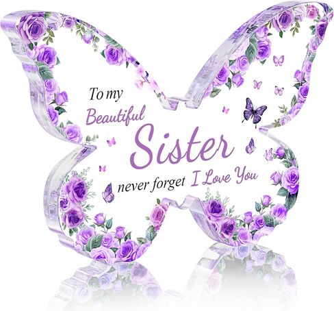 Christmas Gifts for Mom from Daughter Son, Purple Butterfly-Shaped Acrylic Keepsake Decorations, Mothers Day Birthday Gifts Ideas for Mom in Saudi Arabia