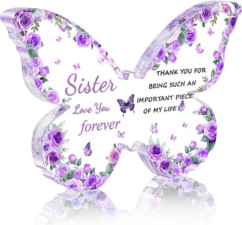 Christmas Gifts for Mom from Daughter Son, Purple Butterfly-Shaped Acrylic Keepsake Decorations, Mothers Day Birthday Gifts Ideas for Mom in Saudi Arabia