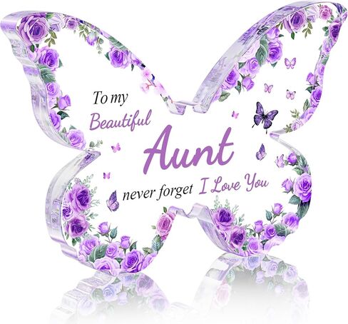 Christmas Gifts for Mom from Daughter Son, Purple Butterfly-Shaped Acrylic Keepsake Decorations, Mothers Day Birthday Gifts Ideas for Mom in Saudi Arabia