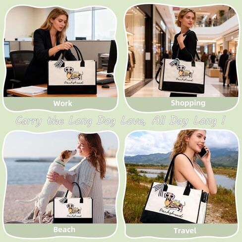 Dachshund Gifts for Women, Weiner Dog Canvas Tote Bag with Zipper for Dachshund Lovers Travel, Shopping, Beach – Perfect Weenie Dog Gifts for Mother's Day, Christmas, Birthday in Saudi Arabia