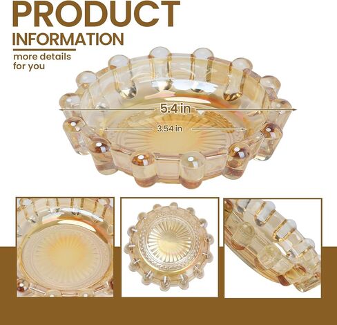 طبق وطبق شموع من الزجاج الكهرماني المنفوخ يدويًا - لمسة ديكور منزلية حرفية حديثة، حامل شموع متعدد الوظائف لأضواء الشاي والشموع الصغيرة | ديكور حمام طاولة القهوة in Kuwait