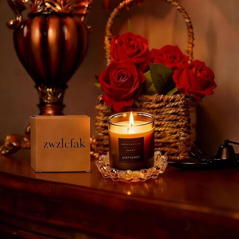 طبق وطبق شموع من الزجاج الكهرماني المنفوخ يدويًا - لمسة ديكور منزلية حرفية حديثة، حامل شموع متعدد الوظائف لأضواء الشاي والشموع الصغيرة | ديكور حمام طاولة القهوة in Kuwait