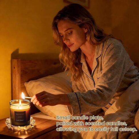 طبق وطبق شموع من الزجاج الكهرماني المنفوخ يدويًا - لمسة ديكور منزلية حرفية حديثة، حامل شموع متعدد الوظائف لأضواء الشاي والشموع الصغيرة | ديكور حمام طاولة القهوة in Kuwait