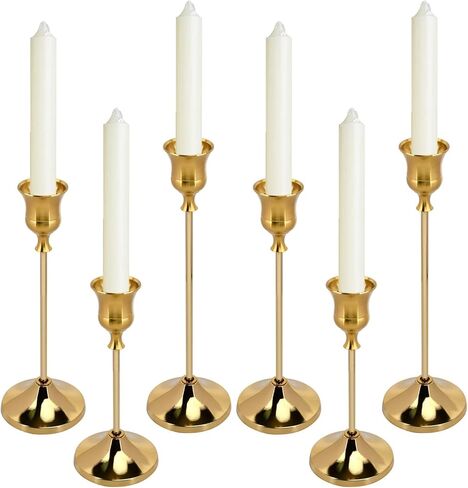 6PCS Candlestick Holders, Metal Taper Candle Holder, Gold Candle Holders for Table Centerpiece Mantel Party Wedding Christmas Home Decor(Color:Golden) in Kuwait