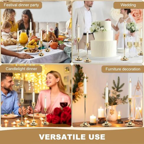 6PCS Candlestick Holders, Metal Taper Candle Holder, Gold Candle Holders for Table Centerpiece Mantel Party Wedding Christmas Home Decor(Color:Golden) in Kuwait