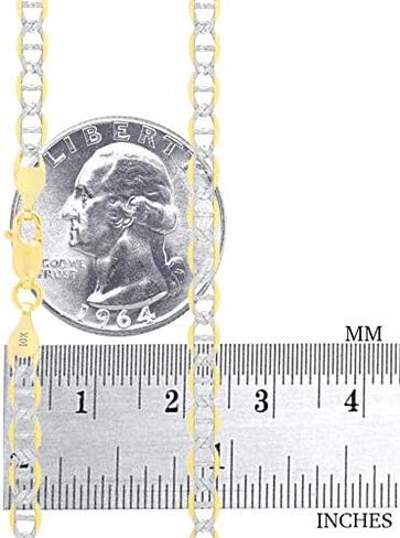 Nuragold 10k الذهب الأصفر الحقيقي الصلبة مارينر 4mm مرساة سلسلة تمهيد الماس قطع سوار (7 "-9") اثنين من لهجة المجوهرات الإيطالية للرجال والنساء in Saudi Arabia