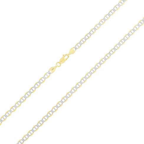 Nuragold 10k الذهب الأصفر الحقيقي الصلبة مارينر 4mm مرساة سلسلة تمهيد الماس قطع سوار (7 "-9") اثنين من لهجة المجوهرات الإيطالية للرجال والنساء in Saudi Arabia